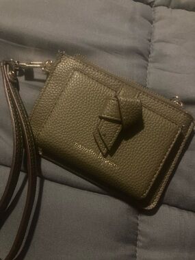 Nanette Lepore Olive Green Textured Leather Wristlet Clutch